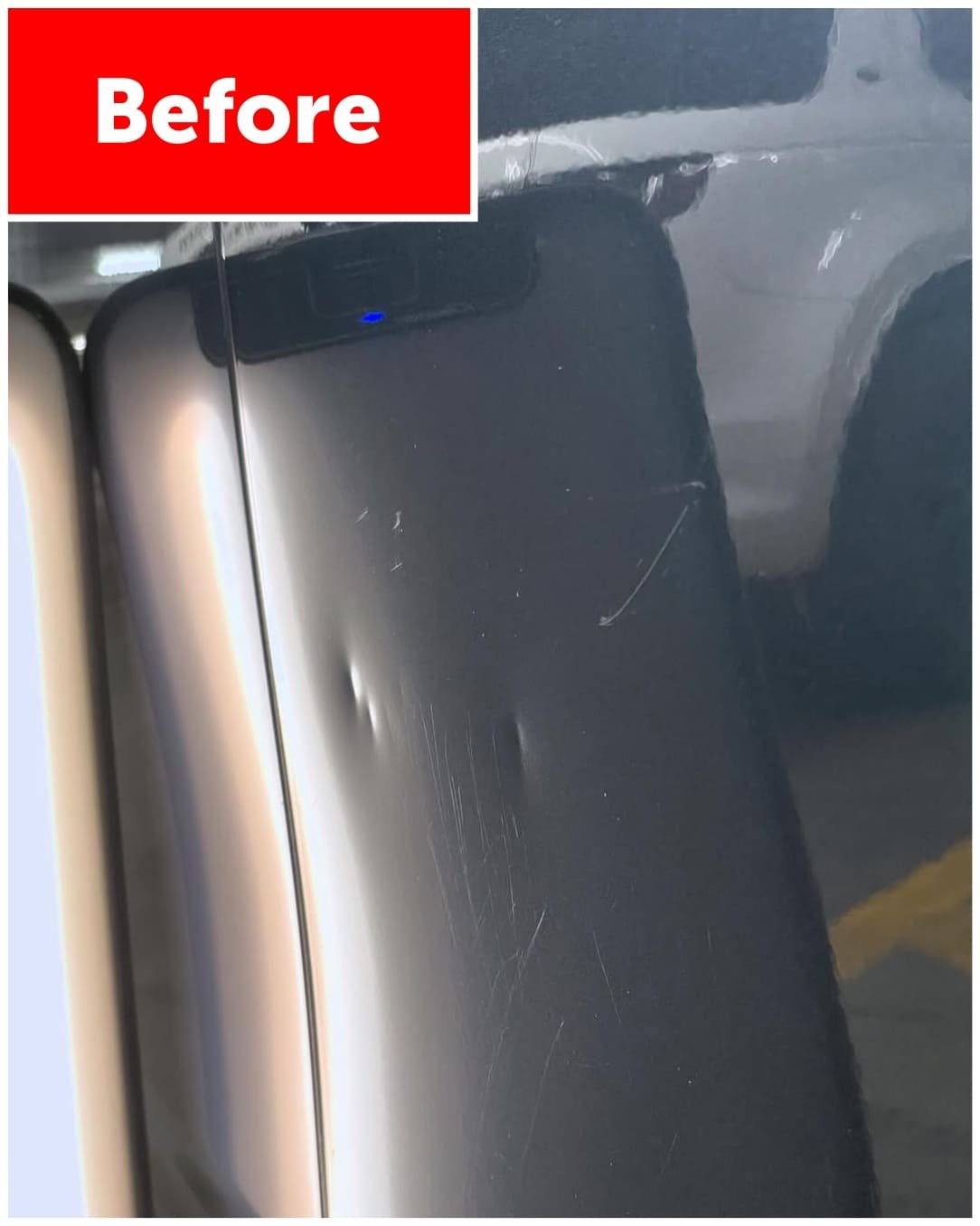 Before repair - fender dent